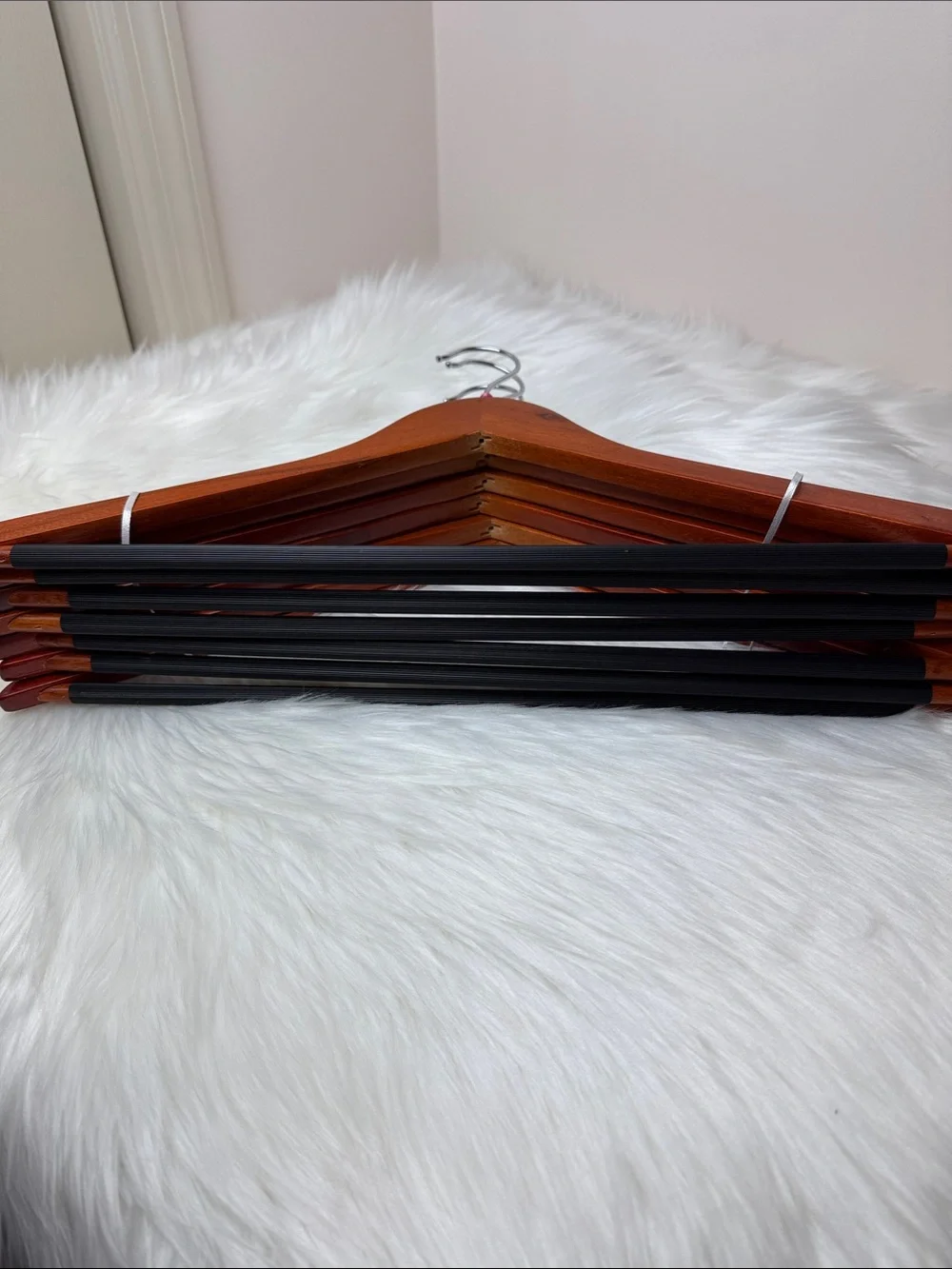 Brookstone Wooden Suit Hangers with Chrome Swivel Hooks - Set of 7